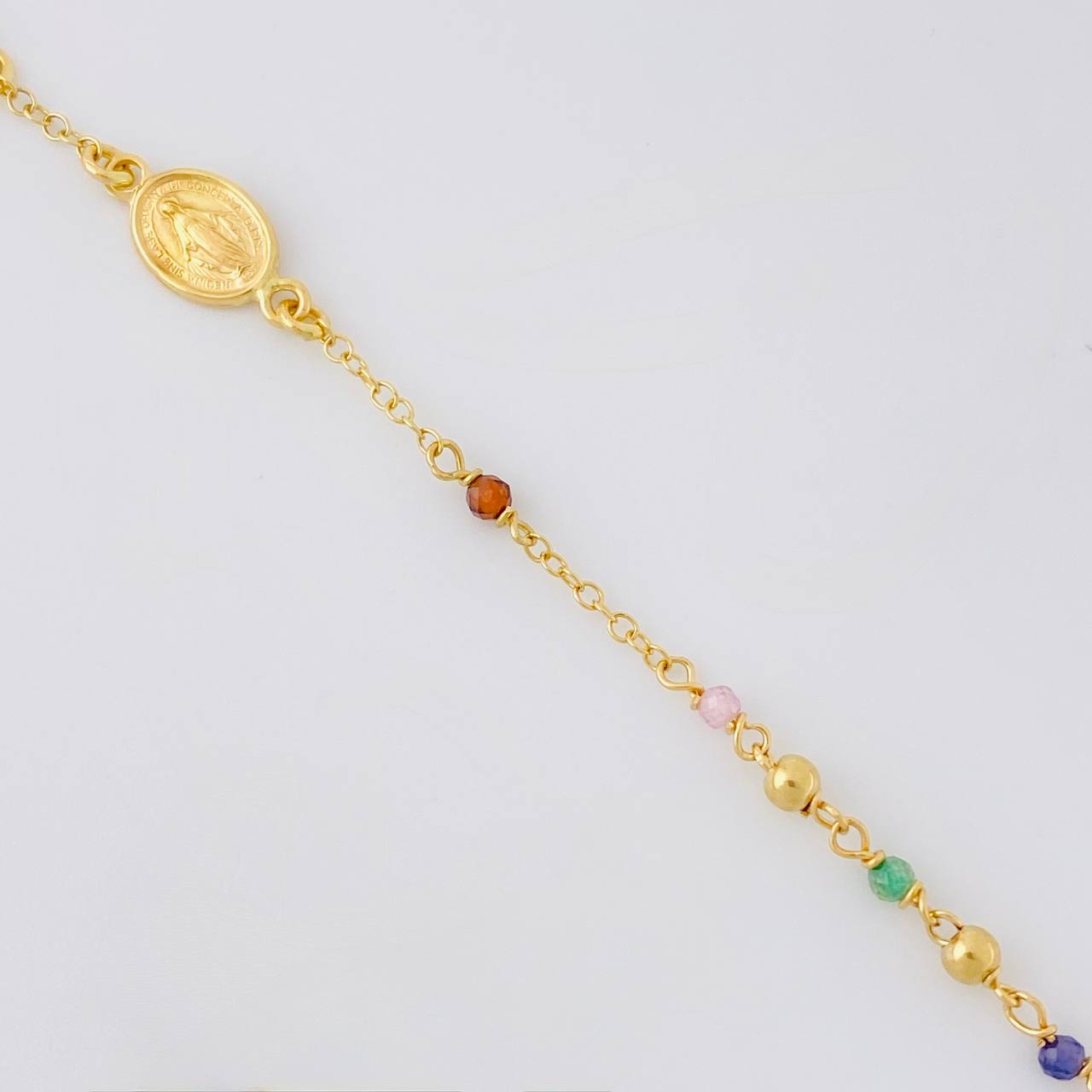 Bracelet Adjustable Denario Miraculous Virgin 2g / 7 in - 6 1/4 in / 2.6mm Yellow Gold 18K