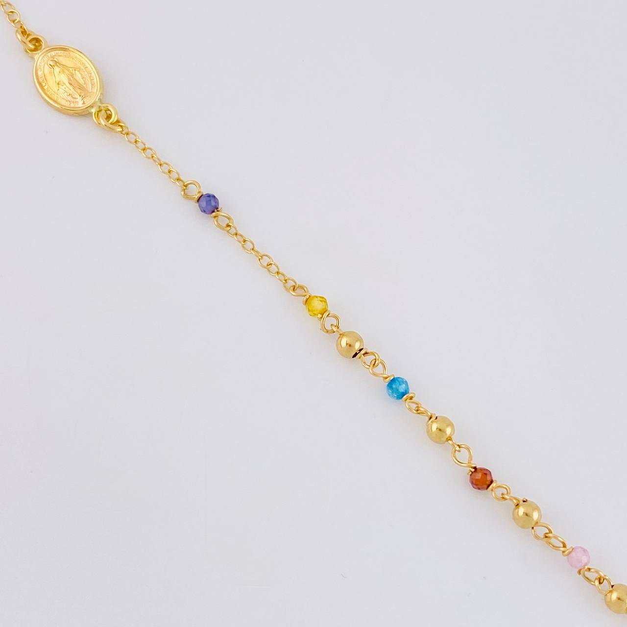 Bracelet Adjustable Denario Miraculous Virgin 2g / 7 in - 6 1/4 in / 2.6mm Yellow Gold 18K