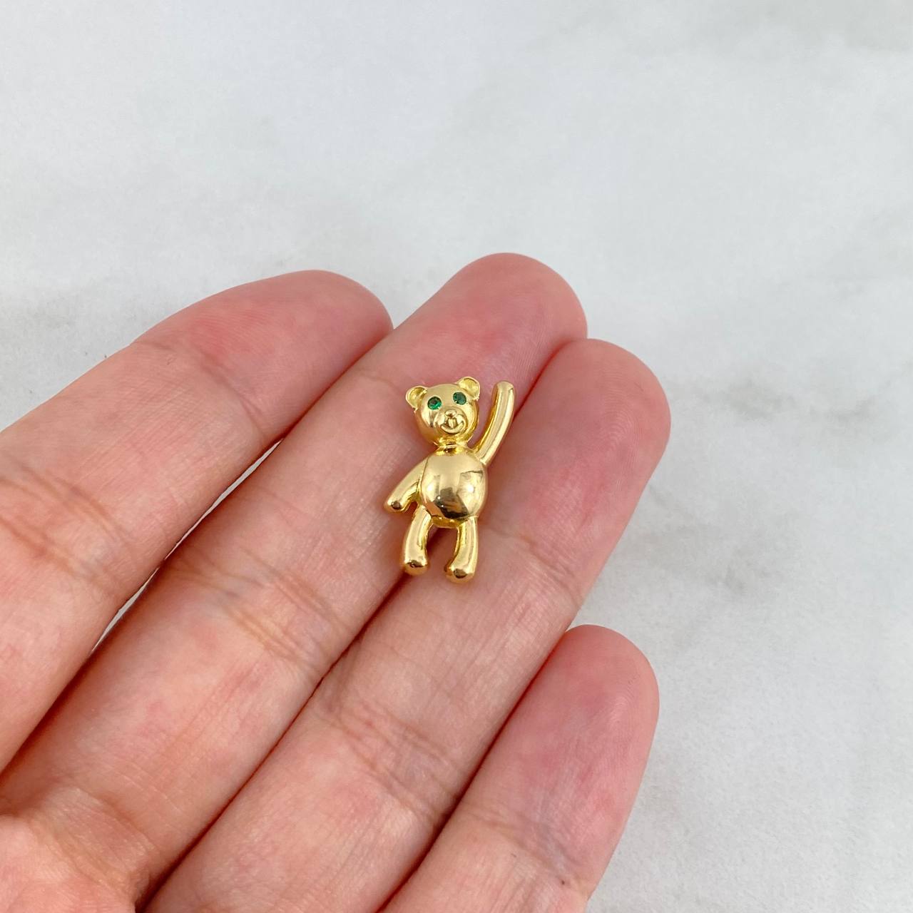Pendant Bear 2.15gr / 1.8cm / Green Zirconia Yellow Gold