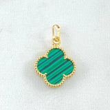 Pendant Green Clover 1.55gr / 0.9in / 18K Yellow Gold Special Birthstone