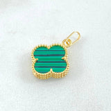 Pendant Green Clover 1.6gr / 0.9in / 18K Yellow Gold Special Birthstone