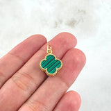 Pendant Green Clover 1.55gr / 0.9in / 18K Yellow Gold Special Birthstone
