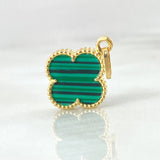 Pendant Green Clover 1.2gr / 0.7in / 18K Yellow Gold Special Finish