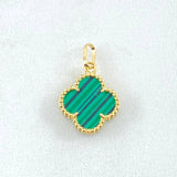Pendant Green Clover 1.2gr / 0.7in / 18K Yellow Gold Special Finish