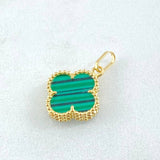 Pendant Green Clover 1.2gr / 0.7in / 18K Yellow Gold Special Finish