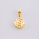 Pendant Matte Letter S Bordered 0.4g / 1/2 in Yellow Gold 18K