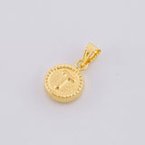 Pendant Matte Letter T Bordered 0.45g / 1/2 in Yellow Gold 18K