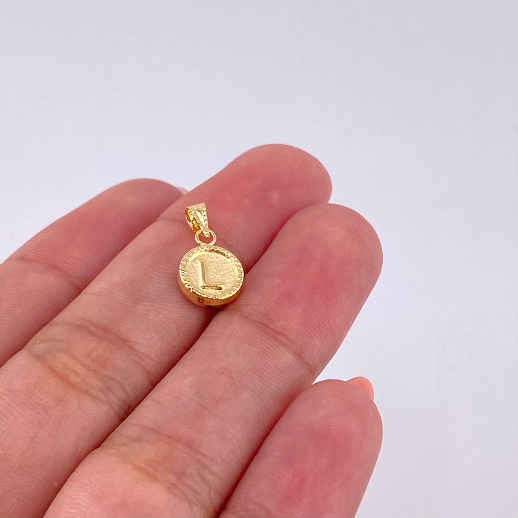 Pendant Matte Letter L Bordered 0.4g / 1/2 in Yellow Gold 18K