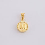 Pendant Matte Letter M Bordered 0.4g / 1/2 in Yellow Gold 18K