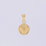 Pendant Matte Letter M Bordered 0.4g / 1/2 in Yellow Gold 18K
