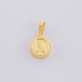 Dije Mate Letra N Bordeado 0.45g / 1/2 in Oro Amarillo 18K