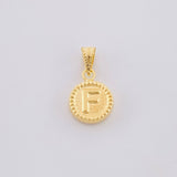 Pendant Matte Letter F Bordered 0.4g / 1/2 in Yellow Gold 18K