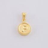 Pendant Matte Letter P Bordered 0.4g / 1/2 in Yellow Gold 18K