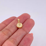 Pendant Matte Letter P Bordered 0.4g / 1/2 in Yellow Gold 18K