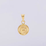 Pendant Matte Letter P Bordered 0.4g / 1/2 in Yellow Gold 18K