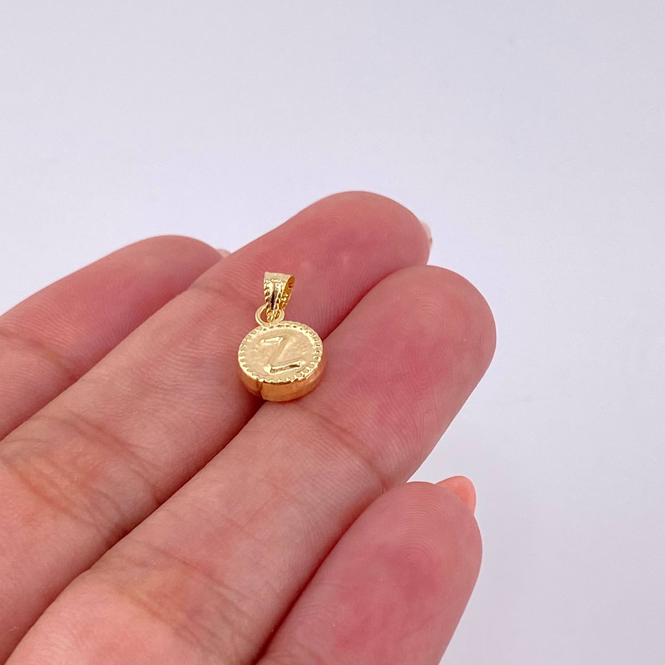 Dije Mate Letra Z Bordeado 0.45g / 1/2 in Oro Amarillo 18K