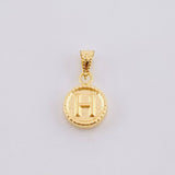 Pendant Matte Letter H Bordered 0.4g / 1/2 in Yellow Gold 18K