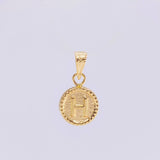 Pendant Matte Letter H Bordered 0.4g / 1/2 in Yellow Gold 18K