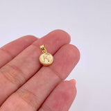 Pendant Matte Letter K Bordered 0.4g / 1/2 in 18K Yellow Gold
