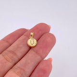 Pendant Matte Letter U Bordered 0.45g / 1/2 in Yellow Gold 18K