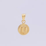 Pendant Matte Letter U Bordered 0.45g / 1/2 in Yellow Gold 18K