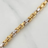 Venetian Bracelet Square 6.8g / 8 1/2 in / 4.35mm Two-Tone Yellow White 18K Gold