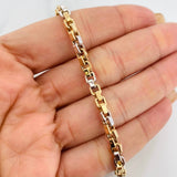 Venetian Bracelet Square 6.8g / 8 1/2 in / 4.35mm Two-Tone Yellow White 18K Gold