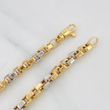 Venetian Bracelet Square 6.8g / 8 1/2 in / 4.35mm Two-Tone Yellow White 18K Gold