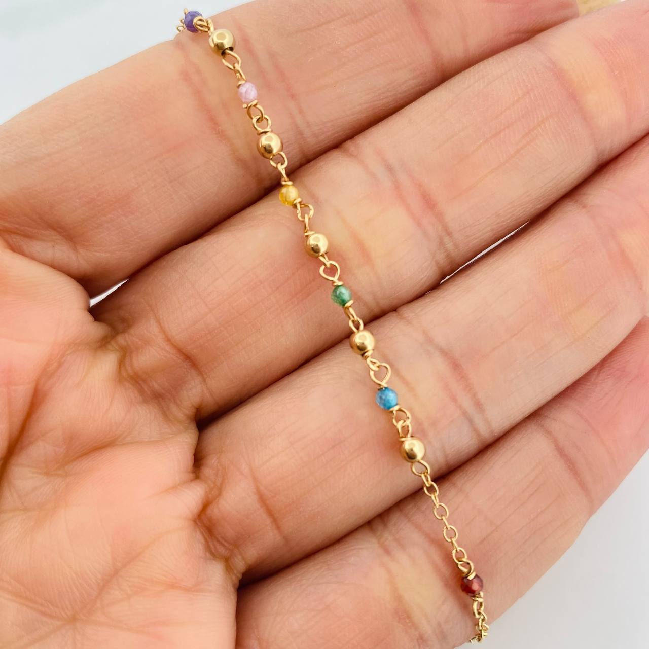 Bracelet Denario Miraculous Virgin 2g / 7 in / 2mm Yellow Gold 18K