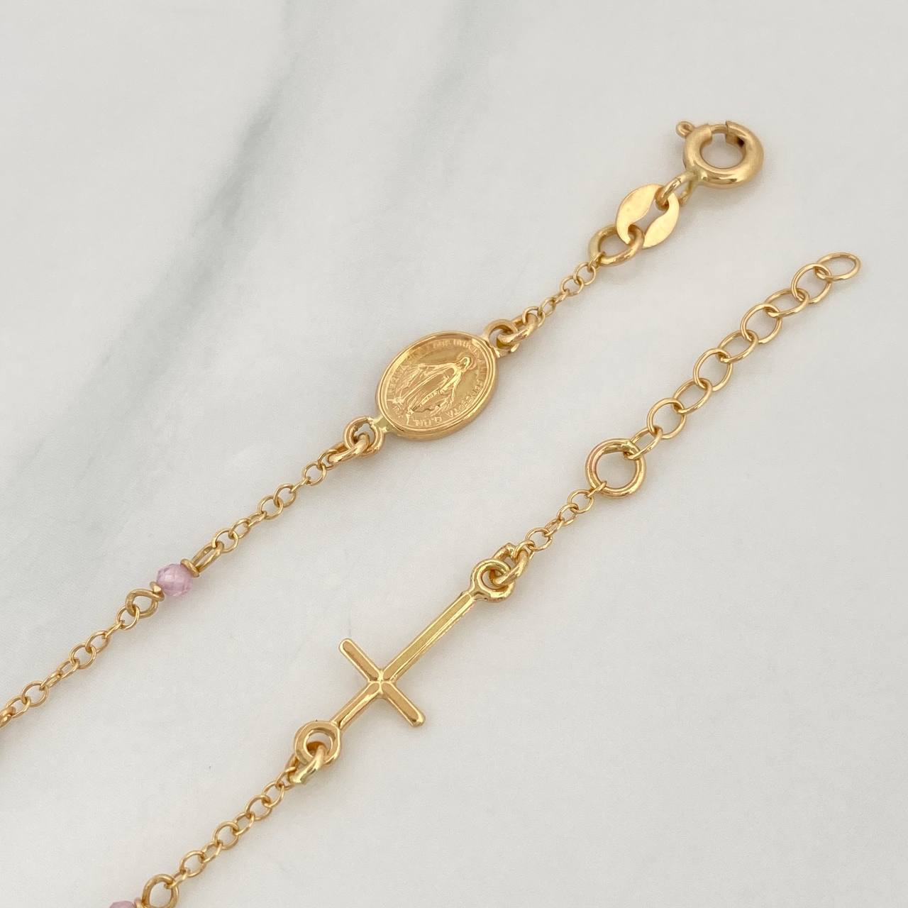 Pulso Denario Virgen Milagrosa 2g / 7 in / 2mm Oro Amarillo 18K