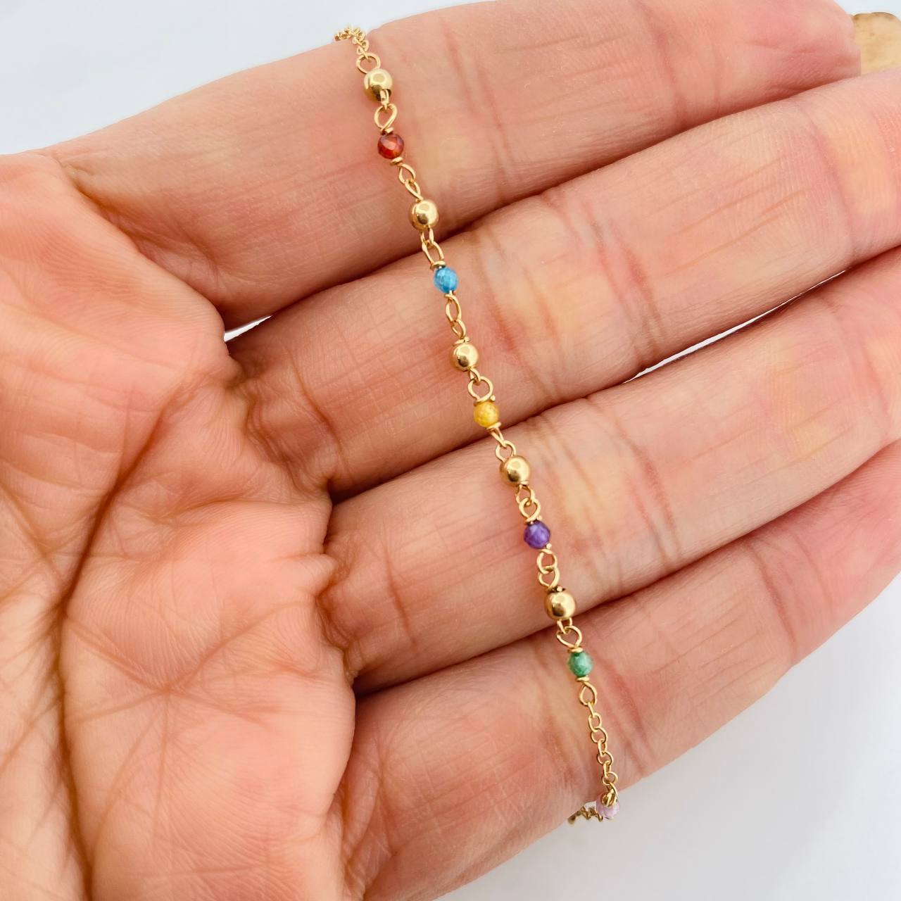 Pulso Denario Virgen Milagrosa 2g / 7 in / 2mm Oro Amarillo 18K