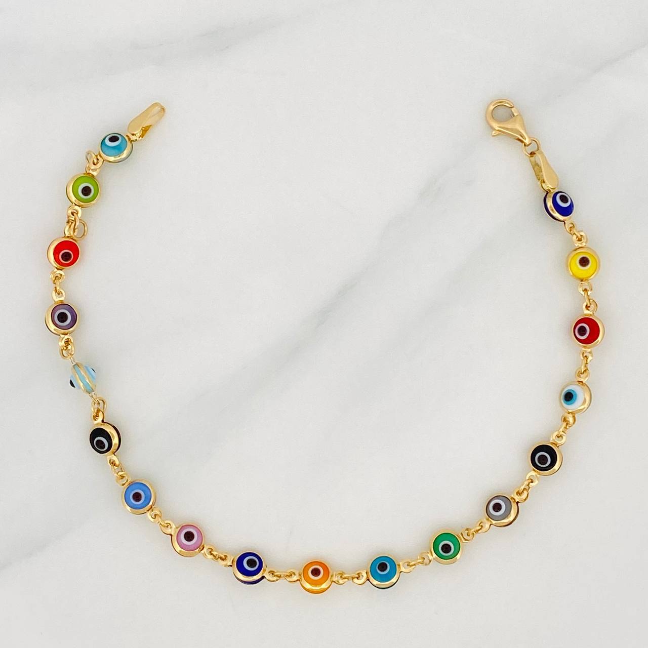 Pulso Ojo Turco 3.75g / 7 1/2 in / 2.6mm Oro Amarillo 18K