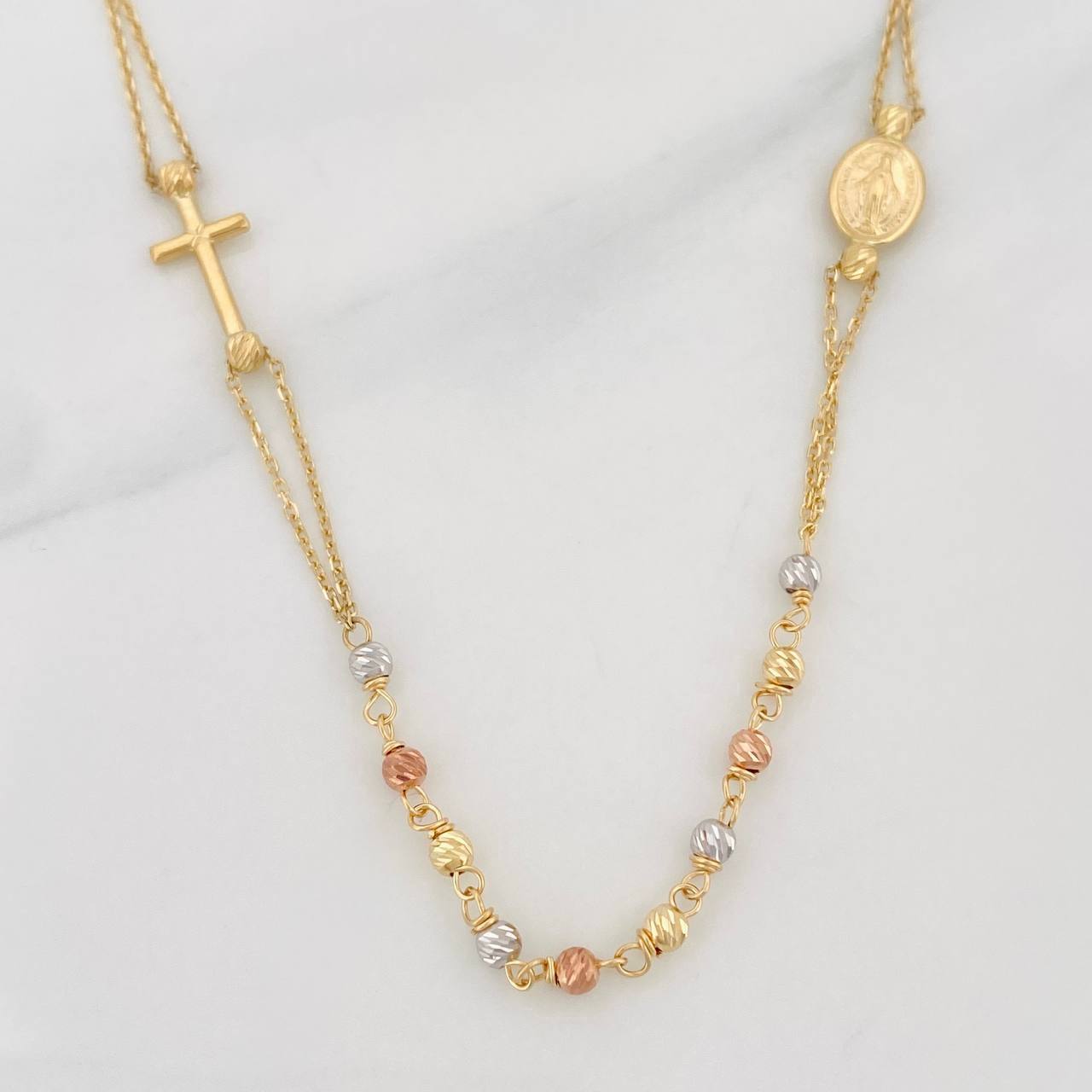 Miraculous Virgin Rosary Chain 3.85g / 18 in / 0.7mm Three Golds 18K