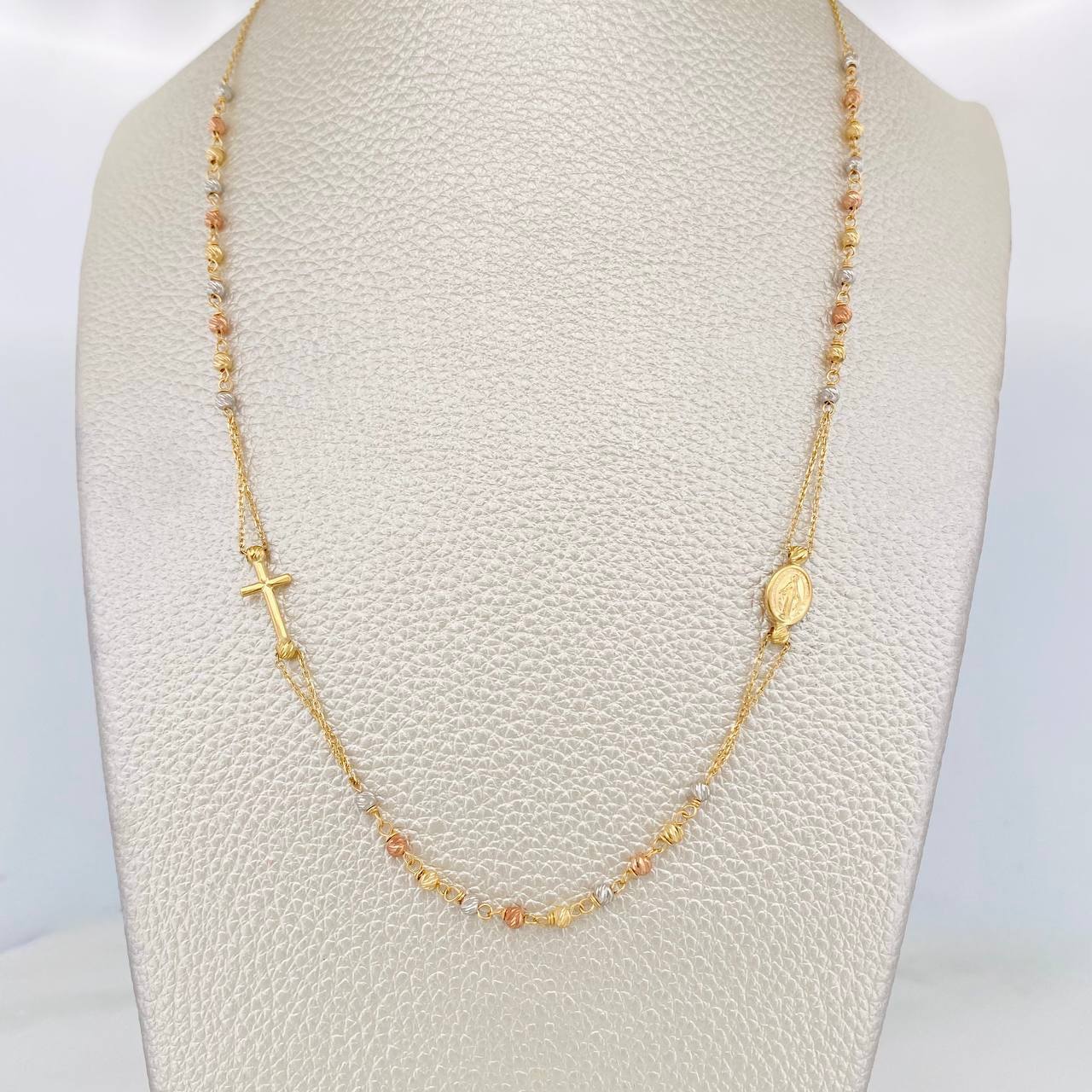 Miraculous Virgin Rosary Chain 3.85g / 18 in / 0.7mm Three Golds 18K