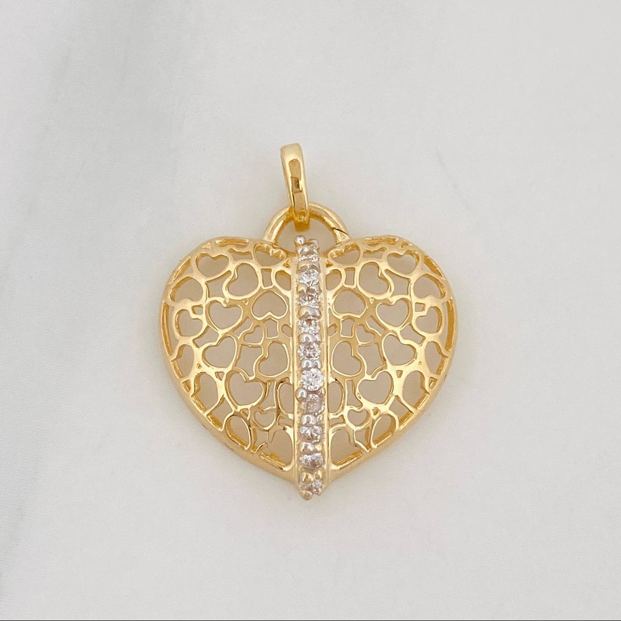 Dije Corazon 1.35g / 3/4 in Dos Oros Amarillo Blanco 18K
