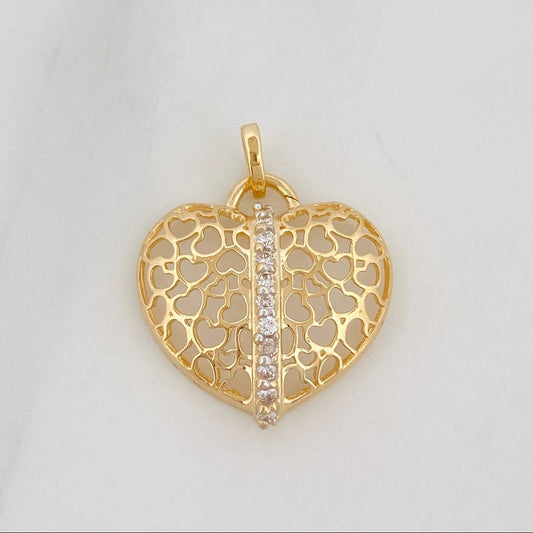 Dije Corazon 1.35g / 3/4 in Dos Oros Amarillo Blanco 18K
