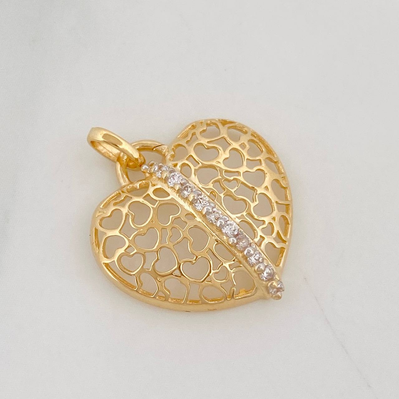 Dije Corazon 1.35g / 3/4 in Dos Oros Amarillo Blanco 18K
