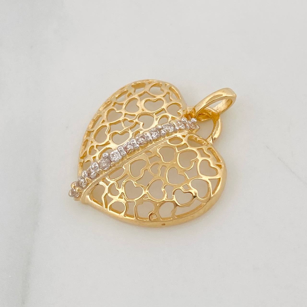 Dije Corazon 1.35g / 3/4 in Dos Oros Amarillo Blanco 18K