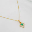 Set Cadena Aro Seguido + Dije Corazon Esmeralda 0.7pts / 1.35g / 20 in Oro Amarillo 18K