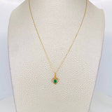 Set Cadena Aro Seguido + Dije Corazon Esmeralda 0.6pts / 1.3g / 20 in Oro Amarillo 18K