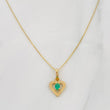 Set Cadena Aro Seguido + Dije Corazon Esmeralda 0.8pts / 1.4g / 20 in Oro Amarillo 18K