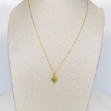 Set Cadena Aro Seguido + Dije Corazon Esmeralda 0.8pts / 1.4g / 20 in Oro Amarillo 18K
