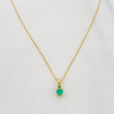 Set Cadena Aro Seguido + Dije Circulo Esmeralda 0.8pts / 1.1g / 20 in Oro Amarillo 18K