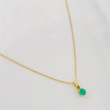 Set Cadena Aro Seguido + Dije Circulo Esmeralda 0.8pts / 1.1g / 20 in Oro Amarillo 18K