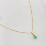 Classic Link Chain Set + Emerald Circle Pendant 0.7pts / 1.1g / 20 in Yellow Gold 18K