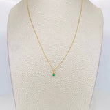Classic Link Chain Set + Emerald Circle Pendant 0.7pts / 1.1g / 20 in Yellow Gold 18K