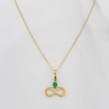 Set Classic Link Chain + Infinity Pendant Emerald 0.7pts / 1.45g / 20 in Yellow Gold 18K