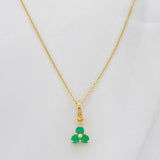 Set Cadena Aro Seguido + Dije Flor Esmeralda 0.6pts / 1.3g / 20 in Oro Amarillo 18K