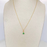 Set Cadena Aro Seguido + Dije Flor Esmeralda 0.6pts / 1.3g / 20 in Oro Amarillo 18K