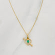 Set Cadena Aro Seguido + Dije Corazon Flechado Esmeralda 0.5pts / 1.35g / 20 in Oro Amarillo 18K